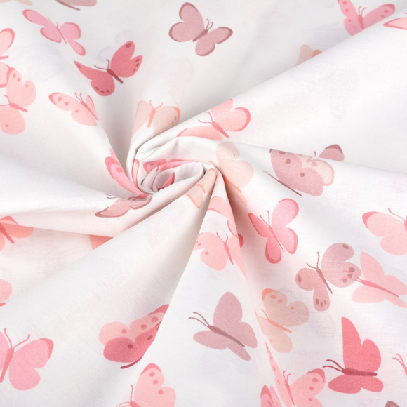 Ткань ранфорс Бабочки, арт.WH 9947-v20, 130г/м?,100% хлопок, шир.240см, цв.белый/пыльная роза, уп.3м Ткань ранфорс Бабочки, арт.WH 9947-v20, 130г/м?,100% хлопок, шир.240см, цв.белый/пыльная роза, уп.3м