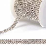 Цепь со стразами арт.TBY.02.SS8.W, цв.CRYSTAL/SILVER, 2.4 мм, уп.5 м