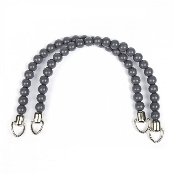 Ручка для сумки из бусин TBY.27363-2 34х1,5см цв.серый уп.2шт