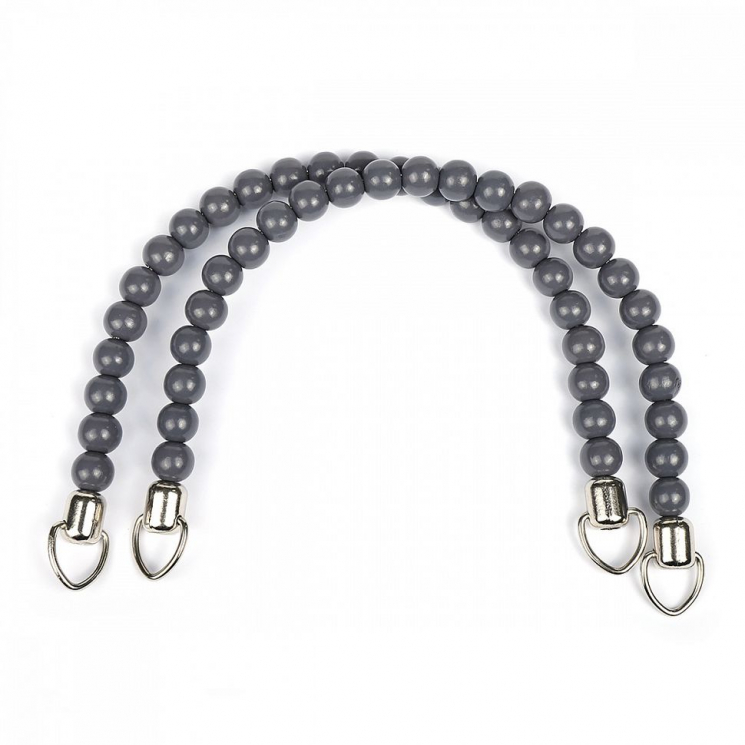 Ручка для сумки из бусин TBY.27363-2 34х1,5см цв.серый уп.2шт
