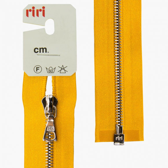 65960_Молния металл, Ni, разъёмная 1 замок, на атласной тесьме, 4 мм, 65 см, цвет 5339, горчичный