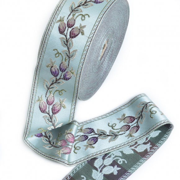 Лента отделочная жаккардовая арт.TBY.WJ6-03 шир.60 мм цв.серо/голубой уп.25 м