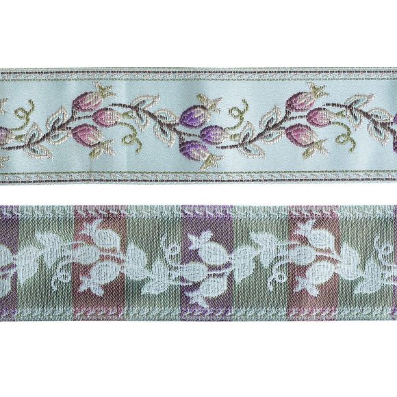 Лента отделочная жаккардовая арт.TBY.WJ6-03 шир.60 мм цв.серо/голубой уп.25 м