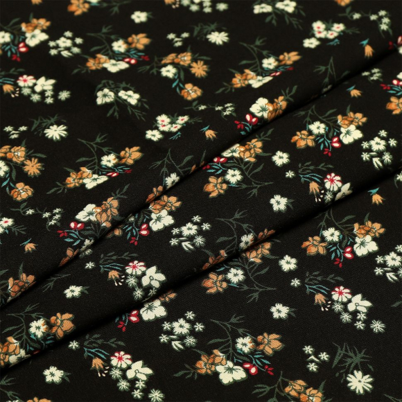 Ткань Штапель  TBY Vi-2108027-c3 плот 110г/м2 100% вискоза шир. 145 см цв.с3 черный рул.25м