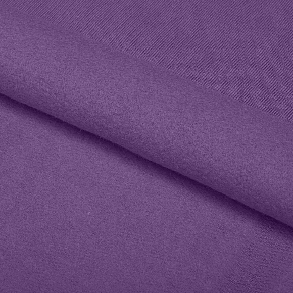 Ткань трикотаж Футер 2х нитка начес с лайкрой 190г опененд 100+100см фиалка 19-3542 пач.45-70м