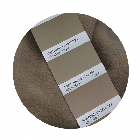 Ткань флис 2-х сторонний TBY-0059-308 190 г/м? 100% ПЭ шир.150см  цв.F308 бежевый рул.70-110м (1кг - 3,5м)