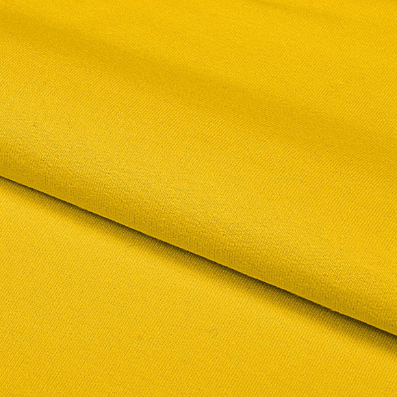 Ткань футер 2х нитка петля гл/крашеный, 230г/м?  74% хл 21%пэ 5%эласт  шир.180см арт.ШН-23074215-32 цв.желтый рул.45-70м