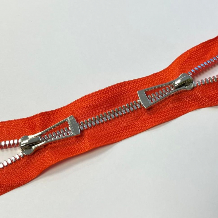 Молния трактор №5 Premium два замка 110см никель D024 морковный