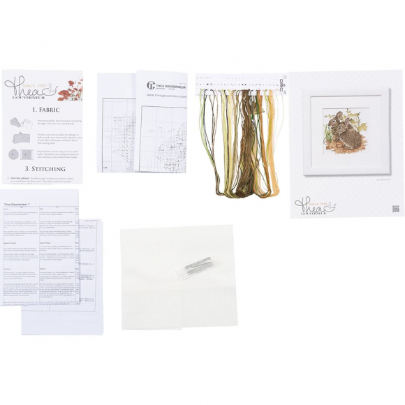 166446_Набор для вышивания "Зайцы", канва лён 28 ct