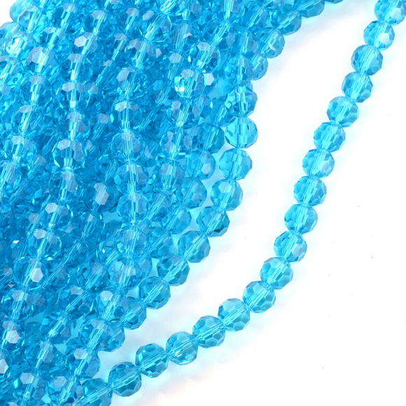 Бусины граненые Рондель (стекло) на нитях арт.TBY-R-2 10мм  цв.04 бирюзовый уп.1х72 бусины