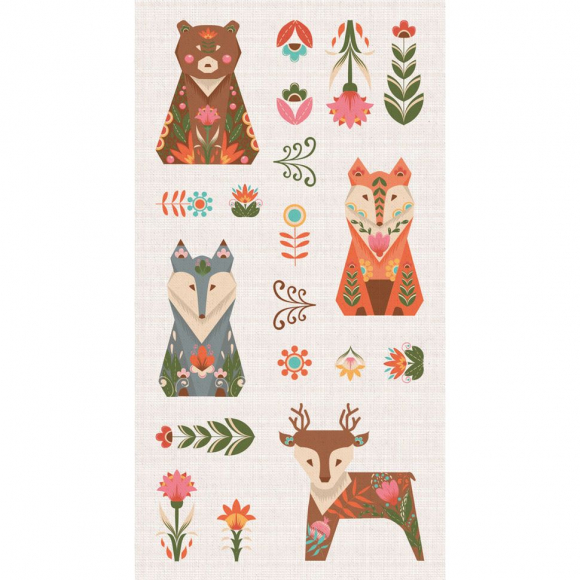 Ткань для пэчворка PEPPY Лесные Жители 146 г/м? 100% хлопок цв.ЛЖ-02 панель белый уп.60х110 см