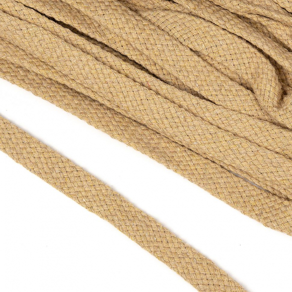 Шнур плоский х/б 12мм турецкое плетение цв.004 бежевый уп.50 м