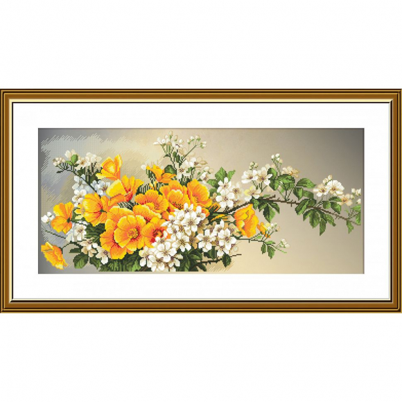 Набор для вышивания мулине НОВА СЛОБОДА арт.СР1500 Вишневое цветение 49х22 см