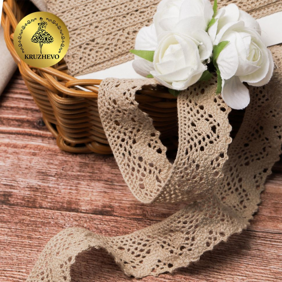 Тесьма вязаная KRUZHEVO 30мм TBY-5234 цв.36 св.бежевый уп.10м