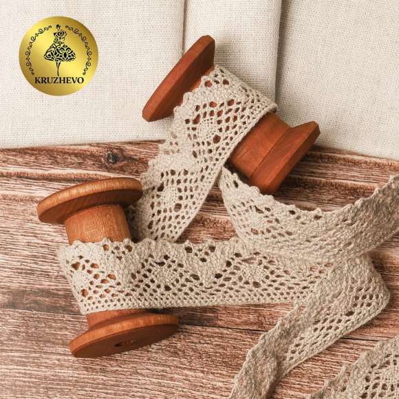 Тесьма вязаная KRUZHEVO 30мм TBY-5234 цв.36 св.бежевый уп.10м