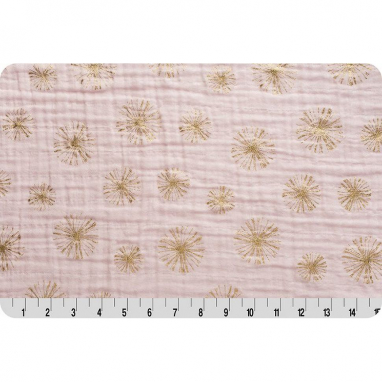 Ткань для пэчворка PEPPY Embrace Metallic (марлевка) 120 г/м? 100% хлопок цв.emmmake a wish blush, gold уп.100х125 см