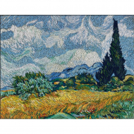 Набор для вышивания PANNA Живая картина арт. MET-JK-2265 Пшеничное поле с кипарисами 15х11,5 см