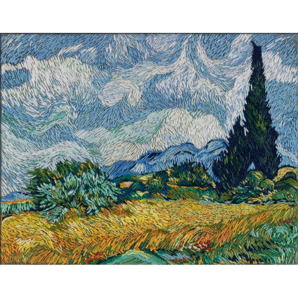 Набор для вышивания PANNA Живая картина арт. MET-JK-2265 Пшеничное поле с кипарисами 15х11,5 см
