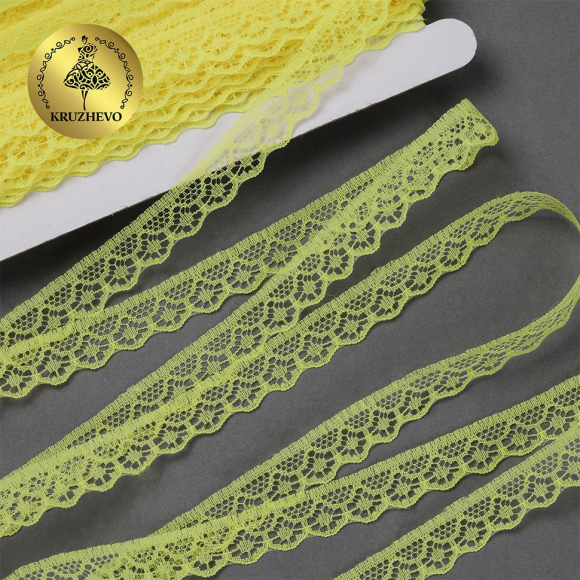 Кружево-трикотаж KRUZHEVO арт.TBY 150-2 шир.12мм цв.211 желтый уп.27,4м Кружево-трикотаж KRUZHEVO арт.TBY 150-2 шир.12мм цв.211 желтый уп.27,4м