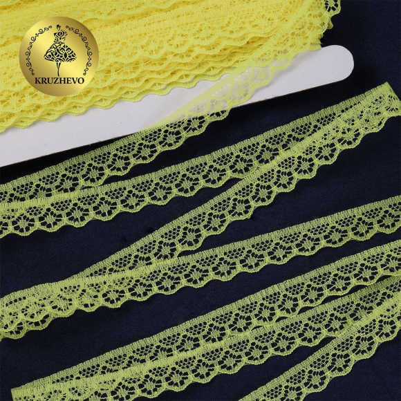 Кружево-трикотаж KRUZHEVO арт.TBY 150-2 шир.12мм цв.211 желтый уп.27,4м Кружево-трикотаж KRUZHEVO арт.TBY 150-2 шир.12мм цв.211 желтый уп.27,4м