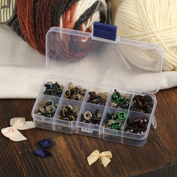 Глаза круглые винтовые TBY 8-12мм цв.МИКС уп.100шт