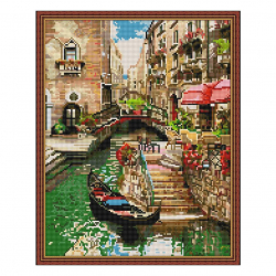 Картина мозаикой с нанесенной рамкой Molly арт.KC0004 Венецианский пейзаж (36 цветов) 40х50 см