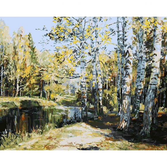 Картины по номерам Белоснежка арт.БЛ.128-AB Березы у пруда 40х50 см Картины по номерам Белоснежка арт.БЛ.128-AB Березы у пруда 40х50 см