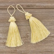 183443_Кисть декоративная на шнуре, длина 95 мм, цвет кремовый