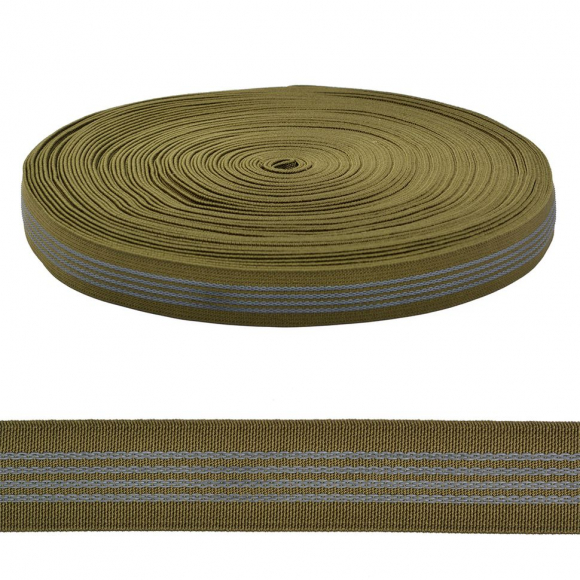 Резинка тканая с латексом шир.025мм цв.оливковый арт.Ф-25мм уп.25м А