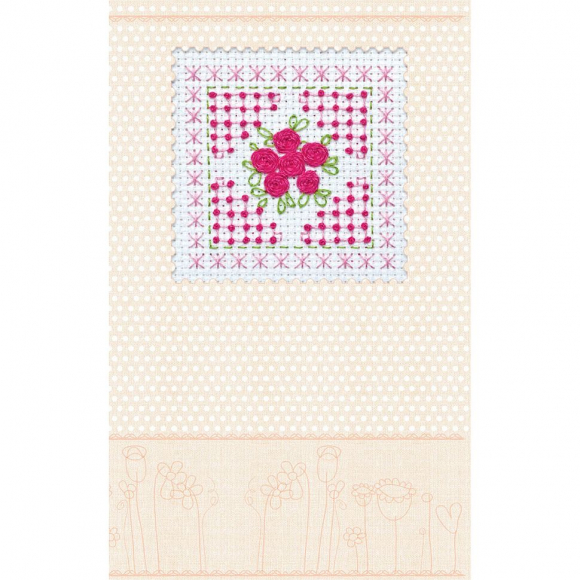 Набор-открытка для вышивания крестом АБРИС АРТ арт. AOH-010 Розовая нежность 8х8см