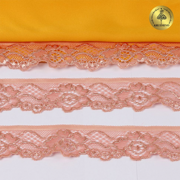 Кружево-стрейч KRUZHEVO арт.TBY.L839 шир.30мм цв.154 розовый персик уп.50м
