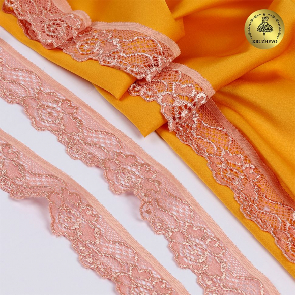 Кружево-стрейч KRUZHEVO арт.TBY.L839 шир.30мм цв.154 розовый персик уп.50м