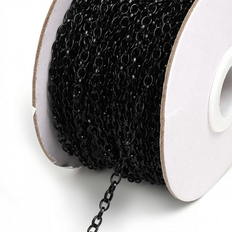 Цепочка 4х3,5х0,8мм, TBY-1949 металл цв.черный  рул.25м