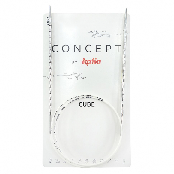 Спицы металлические круговые супергладкие c квадратным кончиком CONCEPT BY KATIA Cube №8, 40 см