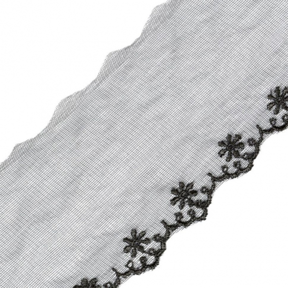 Кружево на сетке арт.TBY HXD7941C шир.70мм цв.черный уп.13,71м