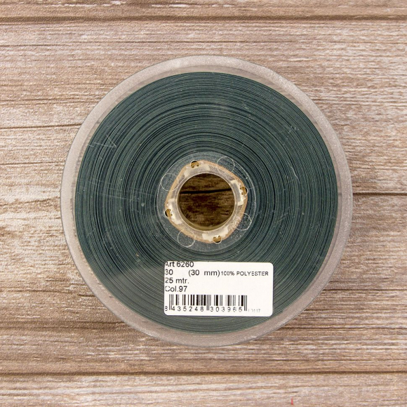 Косая бейка атласная 30 мм, 25 м, цвет 97, болотный