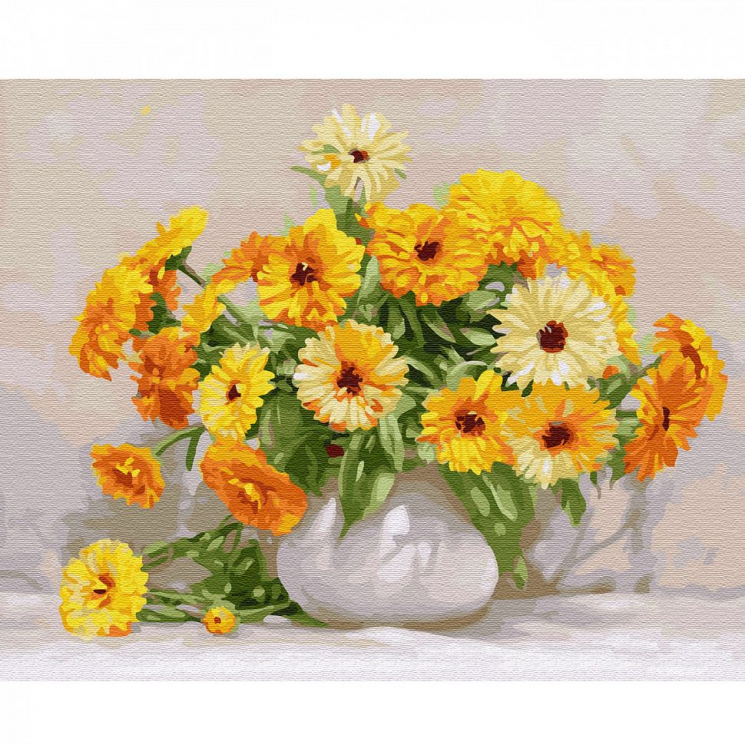Картины по номерам Molly арт.KH0602 Бузин. Букет календулы (28 цветов) 40х50 см