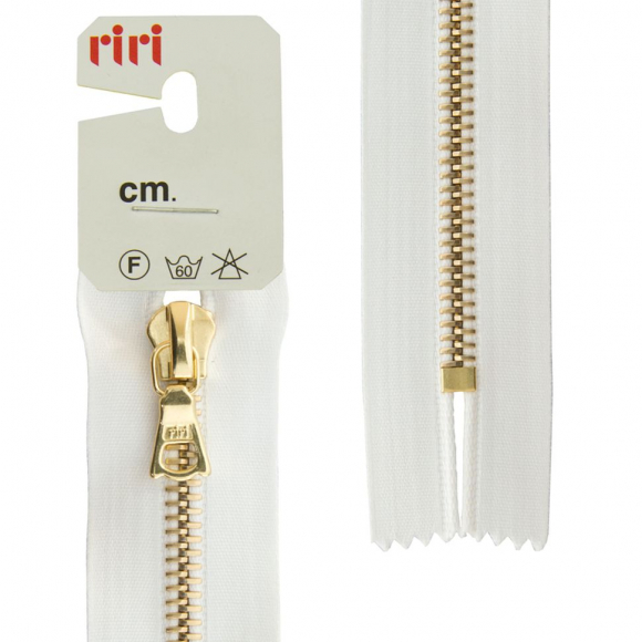 50862_Молния металл, Gold, неразъёмная, на атласной тесьме, 6 мм, 16 см, цвет 2101, белый