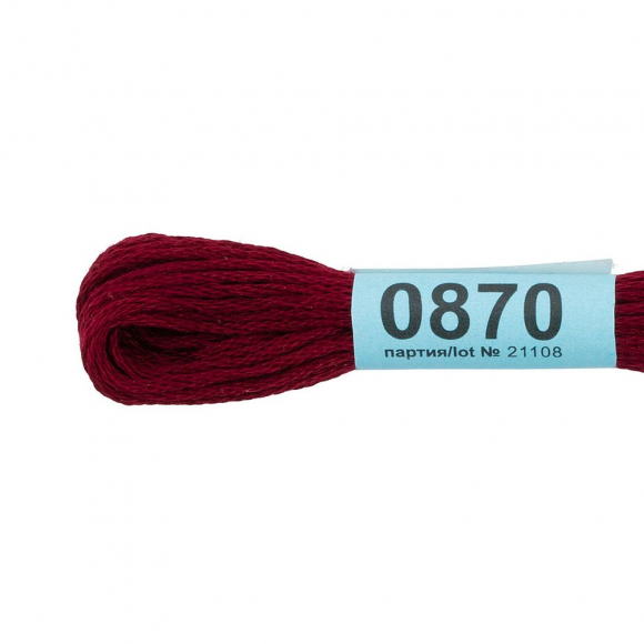 Нитки для вышивания Gamma мулине (0820-3070) 100% хлопок 24 x 8 м цв.0870 т.бордовый