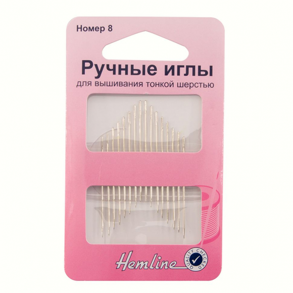 668_Иглы ручные для вышивания с острым кончиком, №8, 16 шт