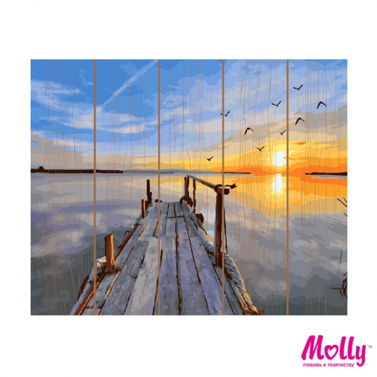 Картины по номерам на дереве Molly арт.KD0690 Одинокая пристань (29 цветов) 40х50 см