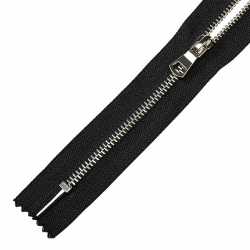 Молния MaxZipper мет. №3 никель шлиф.звено, 18см н/р  цв.F322 черный уп.10шт