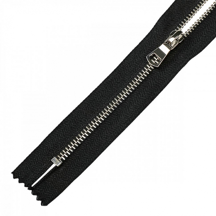 Молния MaxZipper мет. №3 никель шлиф.звено, 18см н/р  цв.F322 черный уп.10шт