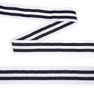 Тесьма TBY тканая Рубчик неэластичная Лампас NET7030 шир.30мм цв.син/бел уп.10м