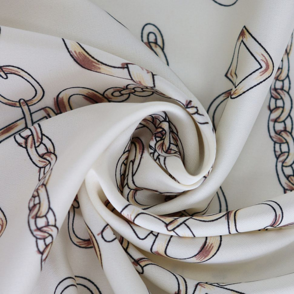 Ткань шелк Армани 90г/м? 97% полиэстер, 3% спандекс шир.145см арт.Р.18554.01 цв.01 молочный рул.30м