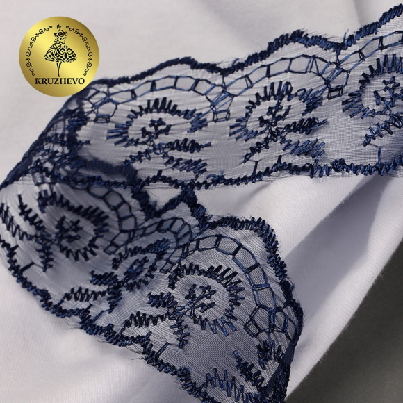 Кружево капрон KRUZHEVO арт.TBS.30010 шир.45мм цв.120 (159) т.синий уп.9,14м