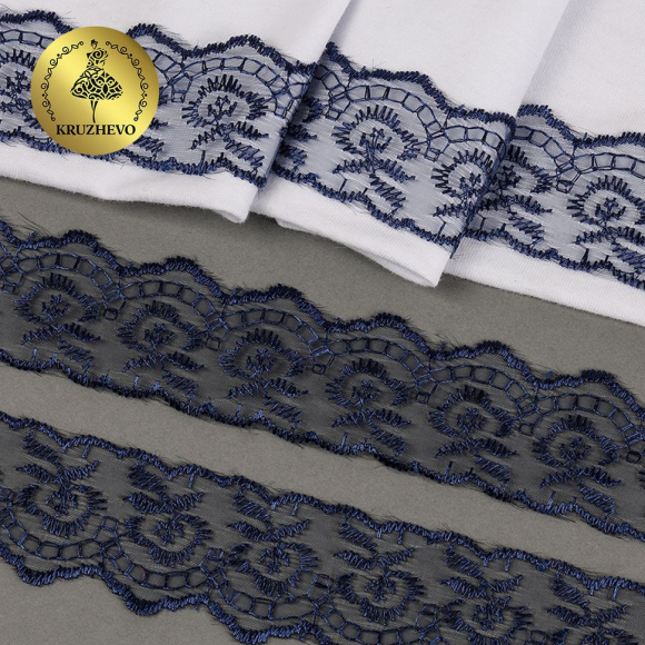 Кружево капрон KRUZHEVO арт.TBS.30010 шир.45мм цв.120 (159) т.синий уп.9,14м