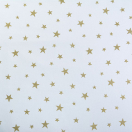 Ткань ранфорс с глитером Звездочки, арт.WH 19630-1, 130г/м?,100% хлопок, шир.240см, цв.белый/золото, рул.30м