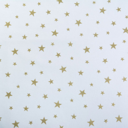 Ткань ранфорс с глитером Звездочки, арт.WH 19630-1, 130г/м?,100% хлопок, шир.240см, цв.белый/золото, рул.30м
