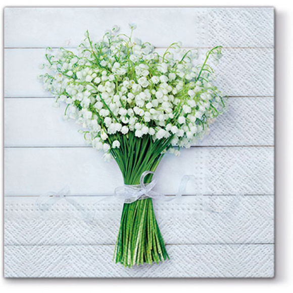 137059_Салфетки трехслойные для декупажа, коллекция "Lunch"  PAW Decor Collection "Белый букет"